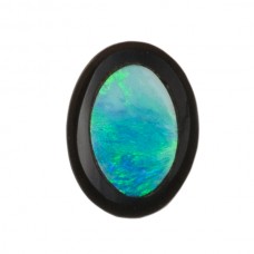 Oval Genuine Opal Inlay in Black Onyx
