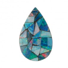 Pear Genuine Opal Mosaic on Black Onyx