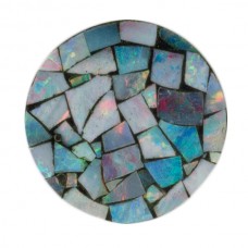 Round Genuine Opal Mosaic on Black Onyx